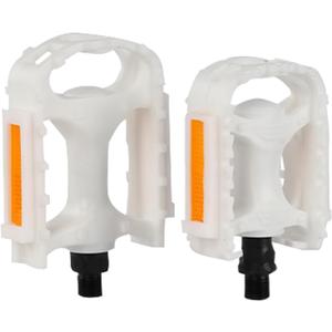 GLERC Kid's Bike Pedal 1/2-Inch for BMX Cruiser Bike Pedals 1 Pair Replacement, Size M Fits for 12" 14" 16" 18" Boys Girls Bike White, Medium