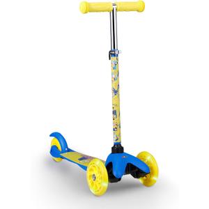 Self Balancing Kick Scooter with Light Up Wheels, Extra Wide Deck, 3 Wheel Platform, Foot Activated Brake, 75 lbs Limit, Kids & Toddlers Girls or Boys, for Ages 3 and Up