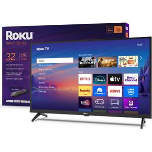 Roku Smart TV  32-Inch Select Series, 720p HD TV  Roku TV with Voice Remote  Flat Screen LED Television with Wi-Fi for Streaming Live Local News, Sports, Family Entertainment