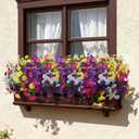 Ivydale 24 Bundles Artificial Flowers for Outdoors Faux Plants Summer Outdoor Decoration Silk Morning Glory Realistic UV Resistant Fake Bulk Petunias for Outside Porch Patio Window Garden Yard Home