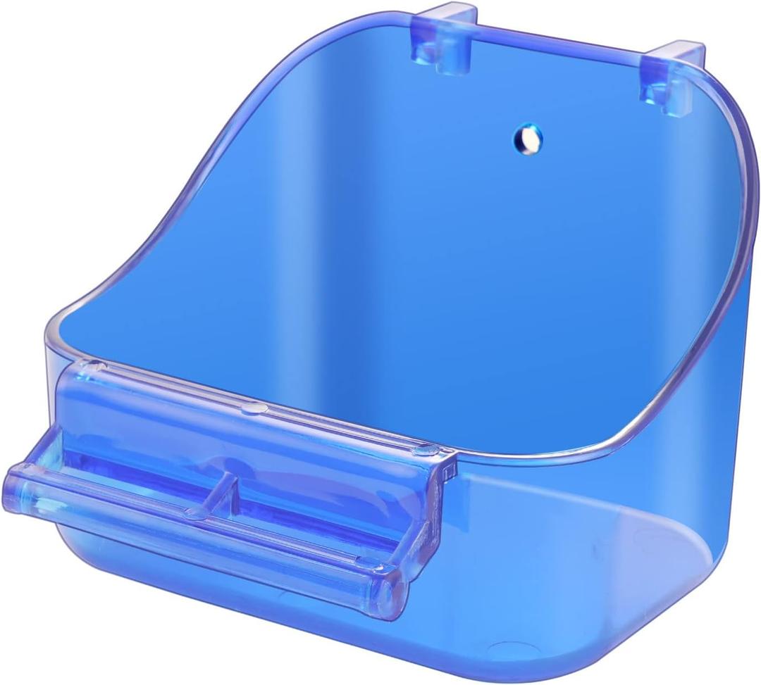 Acrylic Hanging Bird Bath Bird Caged Parrot Bathing Tub, Bird Cage Accessory Bathing Tub Bath for Small Brids Parakeet Canary Budgerigar Lovebirds (with Fixing Screws)(1PCS Blue)