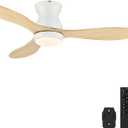 VONLUCE Ceiling Fans with Lights, 42 Inch Ceiling Fan and Remote, 6-Speeds Noiseless Reversible DC Motor, 3CCT, Wood Ceiling Fan for Farmhouse Bedroom Indoor Outdoor, White