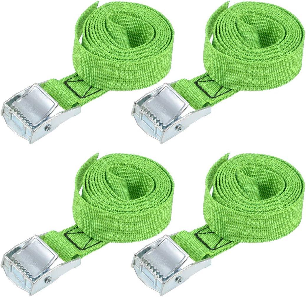 uxcell Tie Down Strap Cam Buckle Lashing Strap 1" x 5Ft 550lb 250Kg Load Polypropylene for Moving Securing Cargo, Green, Pack of 4