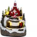 1PCS Christmas Village House Decoration Musical Christmas Village Music LED Light Aldea de Navidad for Christmas Home Decor (Santa Claus)