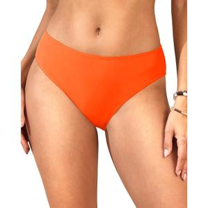Zmart Women Full Coverage Bikini Bottoms - Mid Rise Bathing Suit Swim Bottom Swimsuit Swimwear (Medium, Neon Orange)