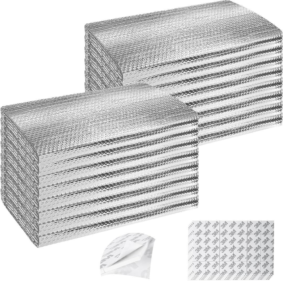 ToLanbbt Garage Door Insulation Kit 16P Double Bubble Window Heat Insulation Panels, 6MM 24" x 48" Reflective Aluminum Foil Summer/Winter Barrier Sheets with 120 Adhesive Tapes for Garage Attic Wall