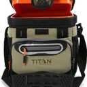 Titan by Arctic Zone Deep Freeze Cooler - 9 Can Zipperless Hardbody Cooler with Deep Freeze Insulation, HardBody Liner, and SmartShelf - Moss Green