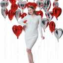3 x 30 pcs Heart Balloons 18" Foil Love Balloons Mylar Balloons heart balloons for Valentines Day Propose Marriage Wedding Anniversary Backdrop Birthday Party Supplies (Red+Silver)