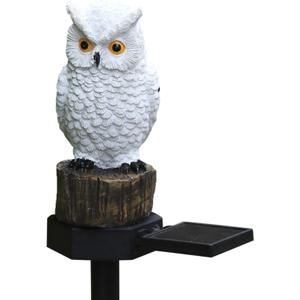 Solar Bird Garden Lights Resin Couple Bird Figurine Decorative Stake Lights with Welcome Sign Outdoor Waterproof Patio Yard Lawn Porch Cute Animal Pathway Landscape Lights (Owl)