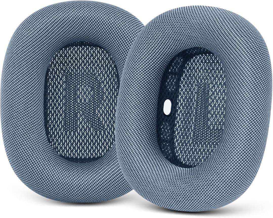 GEVO Upgraded Ear Cushions Replacement Earpads for Apple AirPods Max Headphones, Mesh Fabric Ear Pads Ear Covers Cups with Memory Foam and Magnet for AirPods Max (Light Blue)