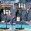 Sweetcrispy Portable Basketball Hoop Outdoor 6.1-10FT Adjustable Height, 44 Inch Shatterproof Backboard/Shock Absorbent Rim, Fillable Base, 2 Wheels for Backyard/Driveway