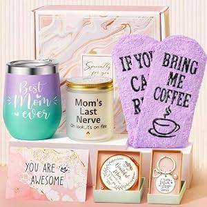 Best Mom Gifts Mothers Day Gifts for Mom from Daughter Son Kids, Gift Basket for Mom Women Birthday Gifts for Mom Mother-in-law Christmas Presents, New Mom Gifts for Wife from Husband w/ Wine Tumbler