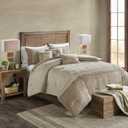 Madison Park Boone Cozy Comforter Set, Faux Suede, Deluxe Hotel Styling All Season Down Alternative Bedding Matching Shams, Decorative Pillow, California King (104 in x 92in), Rustic Tan 7 Piece