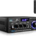 AK45 Stereo Amplifier Home Audio, Stereo Receivers 300W Home 2 Channel Bluetooth 5.0 Power Amplifier System, FM Radio, USB, SD Card, with Remote Control for Home Theater Speakers Studio, Karaoke