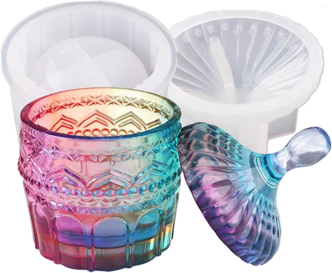 Resin Jar Mold with Lid Silicone Box Mold for Epoxy Resin Casting DIY Storage Bottle Jewelry Trinket Container Candle Holder Flower Pot Resin Crafts Kits Home Decor Gift (Drop-Shaped)