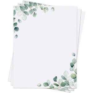 Roowest 150 Sheets Decorative Printer Paper Leaf Greenery Stationery Paper Decorative Printer Paper 8.5 x 11 Inch with Design Elegant Writing Paper for School Writing Home Office Supplies