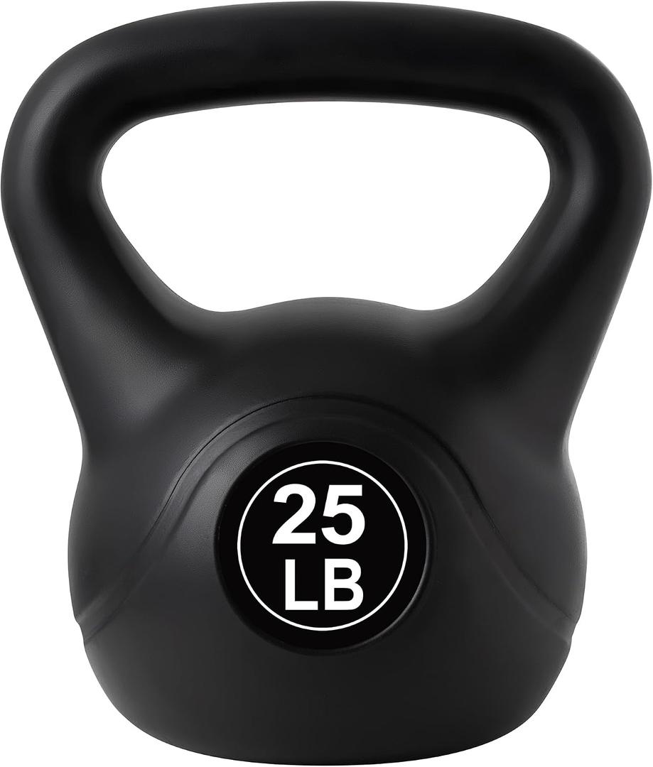 ALTLER Vinyl Plastic Concrete Kettlebell 10-50LBS Safe Strength Training Kettlebell Anti-Slip Grip Weight for Home Workouts and Men/Women/Beginners