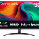 LG 32UR500K-B Ultrafine 32-inch 4K UHD (3840x2160) Computer Monitor HDR10 Built-in Speaker x2 OnScreen Control Reader Mode Flicker Safe Borderless Design HDMIx2 DisplayPort Black