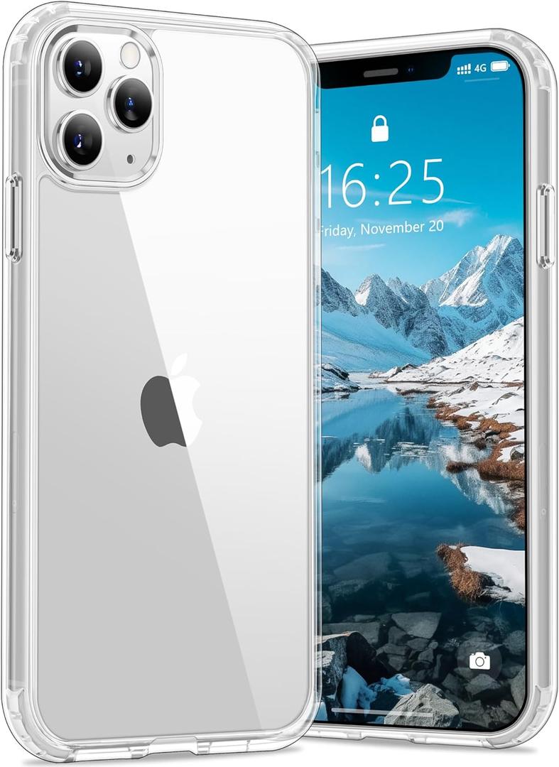 Vakoo Case for iPhone 11 Pro | Clear Anti-Yellowing, Hard Back, Military-Grade Drop Protection, Supports Wireless Charging - Transparent