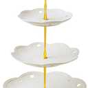 3 Tier Ceramic Cupcake Stand, White Tiered Tray for Cupcakes, 3 Tier Serving Stand for Tea Party, Birthday, Baby Shower, Wedding