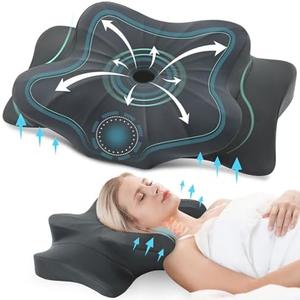 DONAMA Cervical Pillow for Neck and Shoulder,Contour Memory Foam Pillow,Ergonomic Neck Support Pillow for Side Back Stomach Sleepers with Pillowcase