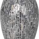 Deco 79 Mother of Pearl Shell Handmade Decorative Vase Mosaic Inspired Centerpiece Vase, Flower Vase for Home Decoration 8" x 8" x 15", Gray
