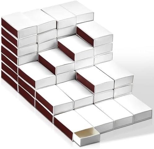 Blank Matches Containers DIY Storage Boxes for Guests Wedding Bridal Shower Baby Shower Halloween Party Favor (No Matches Included) (White,2.24 x 1.42 x 0.59 Inches)