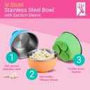 Elk and Friends Stainless Steel Bowls with Silicone Sleeve for Babies & Toddlers | Lids Included | Stay Put Suction | Cereal & Snack Bowls | 4 Pack