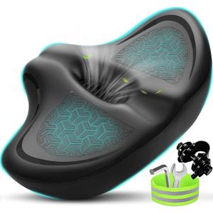 Noseless Bike Seat Cushion for Men & Women - Extra Padding & Comfort Wide Bicycle Seat, Oversized Comfortable Saddle for Peloton Bikes, Exercise Bikes, Electric Bikes, Cruiser Bikes
