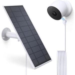 Solar Panel for Google Nest Camera, Compatible with Google Nest Cam Outdoor or Indoor, Battery - 5W Solar Power with 13.1Ft Fast Charging Cable, IP66 Waterproof - Made for Google Nest