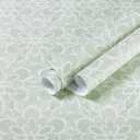 EeeComing Contact Paper Floral Peel and Stick Wallpaper Boho Floral Contact Paper Waterproof White and Green Removable Wallpaper for Walls Vinyl Roll 78.7x16.14inches
 Set of 2