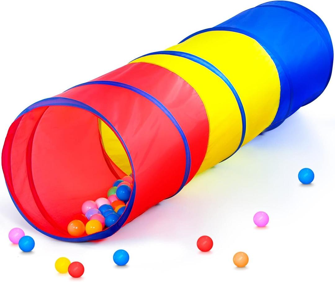 PigPigPen Pop Up Play Tunnel Tent for Toddlers Babies or Dogs, Indoor & Outdoor Toys for Kids Backyard Playset. (Red,Yellow,Blue), 17.5 X 67