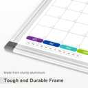 Colorful Dry Erase Calendar Whiteboard for Wall 36x24 Double-Sided Magnetic | Monthly Calendar, 7 Color Design, Wall Mount Hanging, Aluminum Frame, Smooth Dry Erase, Home School Office, Complete Kit