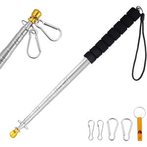 8.2ft/2.5M Telescopic Hand Held Flag Pole with 4 Clips,Thick Portable Stainless Steel Extendable Retractable Handheld Flagpoles,Collapsible Telescoping Festival Flag Pole for 3x5 4x6 Flags,Tour Guide