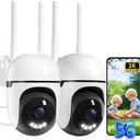 JUFLSKY Security Camera Outdoor Wired, 2K Security Cameras Outdoor, 2.4G & 5GHz WiFi Surveillance Camera Home/ Dome, IP66 Waterproof, 360° PTZ Auto Tracking, Color Night Vision/ AI Alert