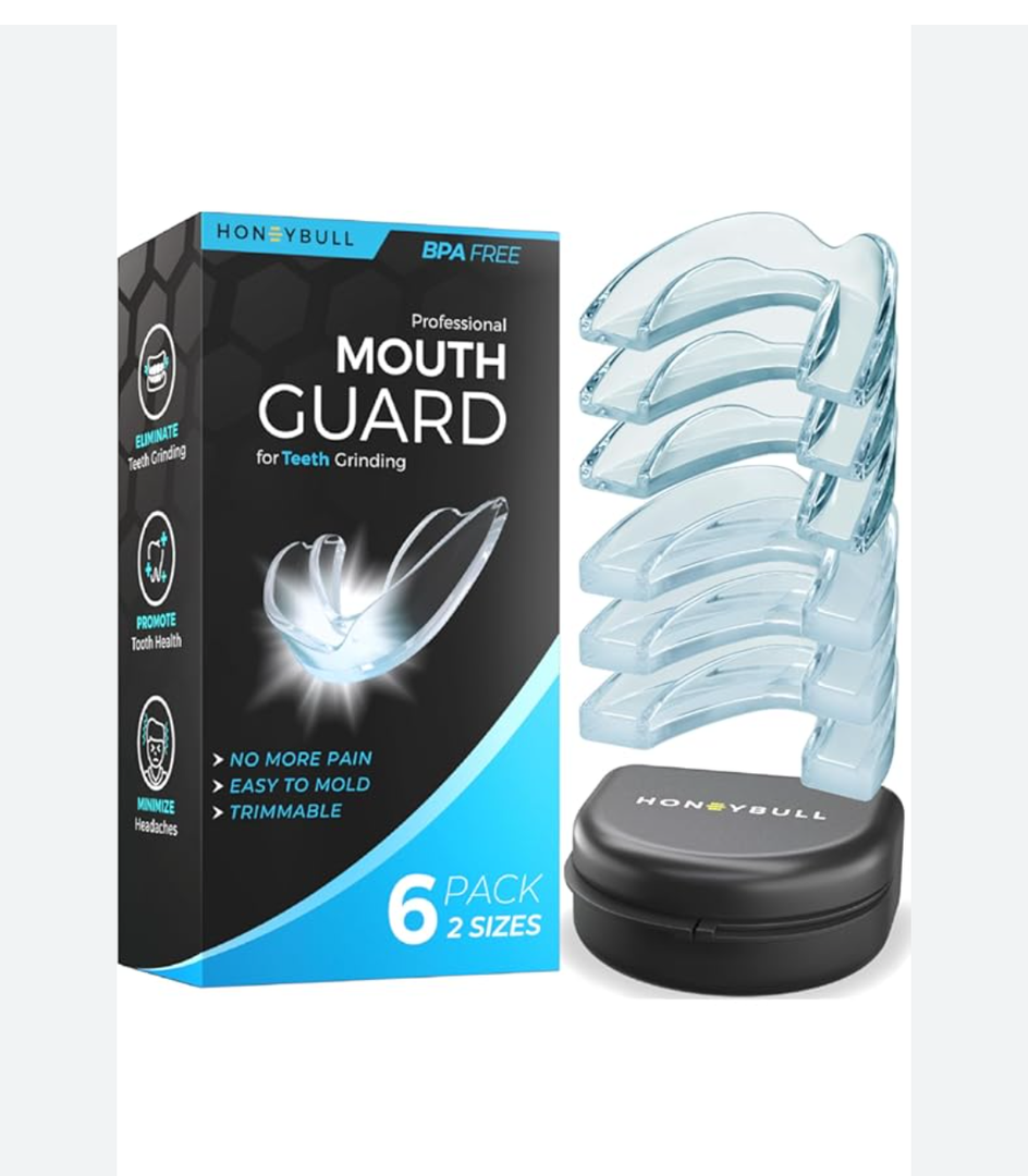 HONEYBULL Mouth Guard for Grinding Teeth [6 Pack] Comes in 2 Sizes for Light