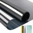 Niviy One Way Window Privacy Film with Installation Tools Window Tint for Home See Out Not in Effect Anti UV Heat Control Glass Door Film for Home Office (Black Silver 35.4" x 157.4")