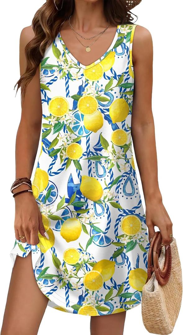 Aokosor Womens Summer Dresses 2025 Loose V Neck Sleeveless Dress Sundresses Swimsuit Coverup (XX-Large, The Lemon) Aokosor Womens Summer Dresses 2025 Loose V Neck Sleeveless Dress Sundresses Swimsuit Coverup (XX-Large, The Lemon)