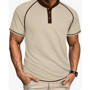 UOUA Mens Short Sleeve Henley Shirts Casual Comfortable Cotton T-Shirt Raglan Sleeve Summer Vintage Button Top
,2XL