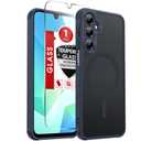 LeYi Compatible for Samsung Galaxy A16-5G Phone Case: Samsung A16 5G Case [Magnet Fit] with Screen Protector, Matte Translucent Soft-Touch Skin & Full Body Protection for Cell Phone A 16 Cover, Blue Pack of 2
