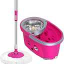Candora 360 Spin Mop & Dual Mop Heads Slim Microfiber Rotary Mop (Pink)
