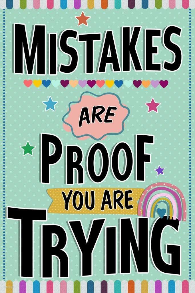 Growth Mindset Mistakes Poster For Classroom Motivational Math Class Rules Oh Happy Day Decor Cool Wall Art Print Poster 16x24