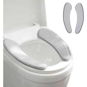 Thick and Warm Toilet Seat Cushion Cover - with Sticky Toilet Seat Cushion - Washable and Reusable Mat for Winter - Double Flap Separation, TPR Back Adhesive, Soft and Protective (Grey) (Gray)