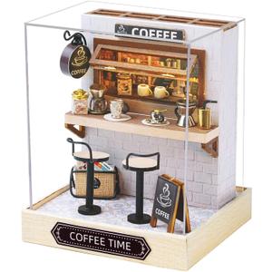 CUTEROOM DIY Doll House Miniature Furniture Wooden House Kit with Dust Cover & LED Light and Accessories - New Three Styles QT Series Dollhouse (QT048)