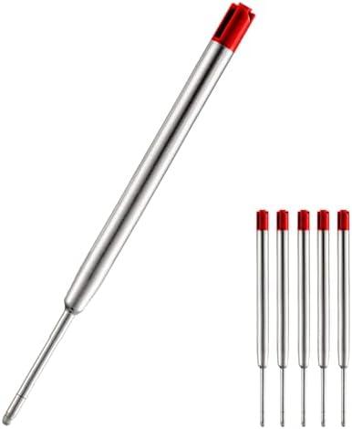 Pack Of 2 HeTaoCat Red Ink Refill Pack of 5, Replaceable Ballpoint Pen Refills, Medium Point Metal Refil (Red)
