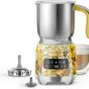 Hazel Quinn Milk Frother - Hot and Cold Detachable Milk Frother with Adjustable Temperature & Foam Thickness, Dishwasher Safe, for Latte/Cappuccino/Hot Chocolate, 400ML (13.5oz) - Floral Printed