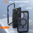 2 x Red2Fire Magnetic for iPhone 15 Pro Max Case, [Compatible with MagSafe][Military Grade Drop Protection][Heavy Duty Shockproof] Non-Slip Translucent Matte Bumper Phone Case for iPhone 15 Pro Max 6.7" (Black)