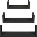 SRIWATANA Floating Shelves Wall Mounted, Solid Wood Wall Shelves, Black 