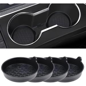 Amooca Automotive Cup Holders Universal Car Cup Coaster Waterproof Non-Slip Sift-Proof Spill Holder Car Interior Accessories 4 Pack Black