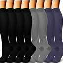 CHARMKING Compression Socks for Women & Men Circulation (8 Pairs) 15-20 mmHg is Best Support for Athletic Running,Hiking